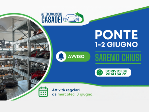 Avviso chiusura ponte 2 giugno Autodemolizione Casadei Rimini